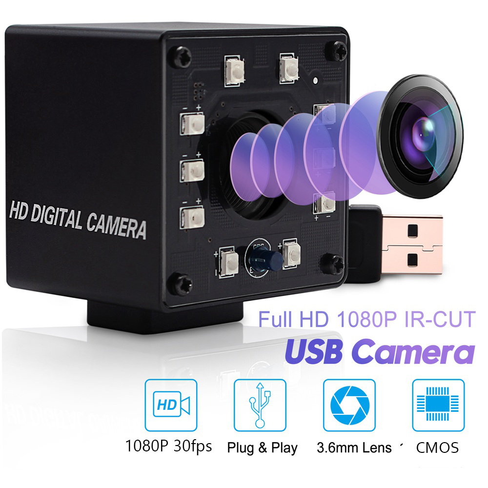 ELP Low Light 2MP Full HD IMX323 Sensor 1080P 30fps H.264 Night Vison USB Camera For Capturing License plate
